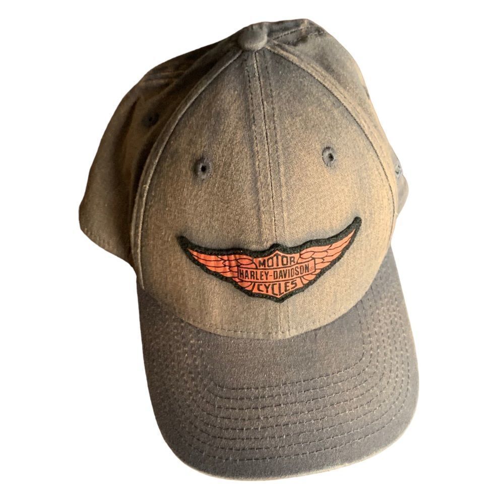 Harley Davidson Wings Embroidered Logo Distressed Finish Hat Cap Sz L